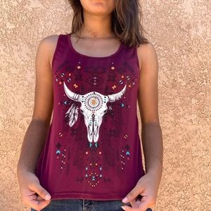 No Boundaries Purple Tank Top with a Skull Design